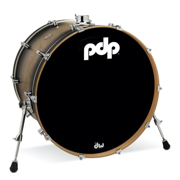 PDP Concept Series Maple Bass Drum, 18x24, Satin Charcoal Burst w/Chro