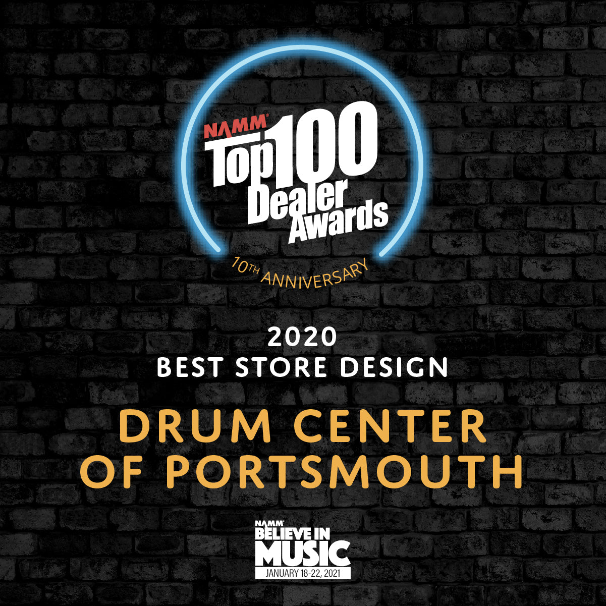 DRUM CENTER OF PORTSMOUTH WINS “BEST STORE DESIGN” AWARD FOR 2020