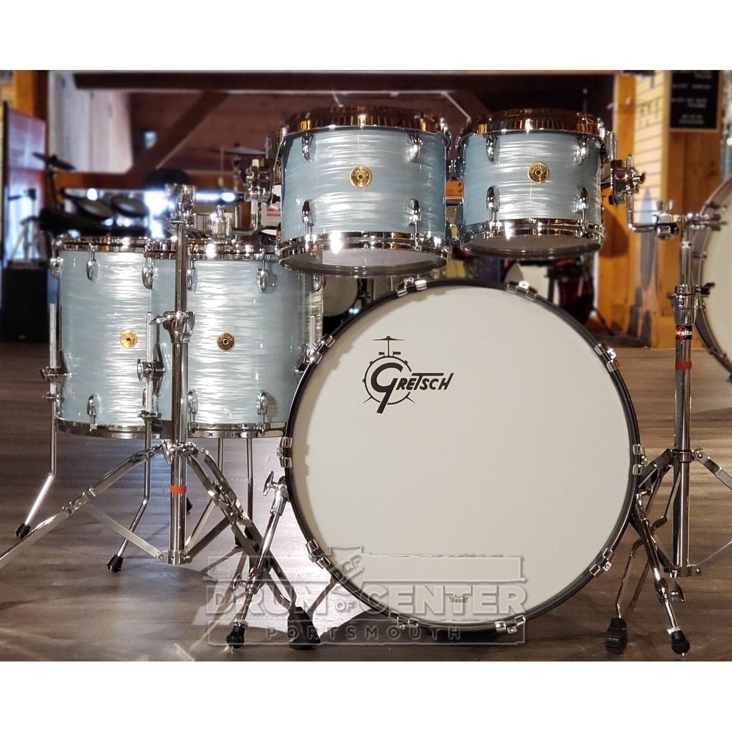 Used Gretsch USA Custom 5pc Drum Set Vintage Oyster White - Drum Center Of Portsmouth