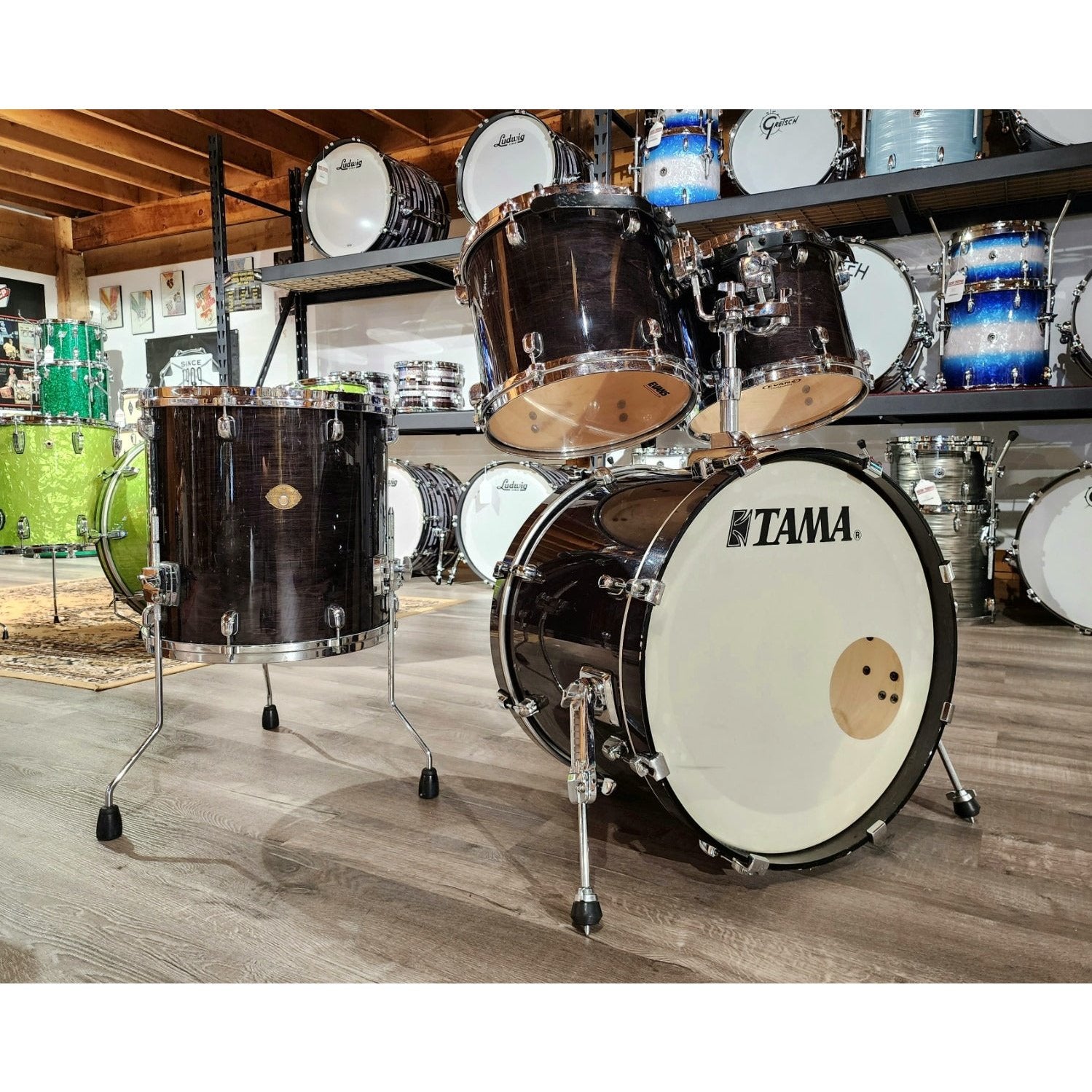 その他 Dark Tama Tama Star Walnut 5pc Drum Set 22/10/12/14/16 Satin Black Japanese Sen