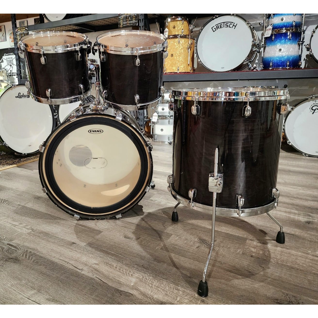 Used Tama Starclassic Performer 4pc Drum Set Transparent Black