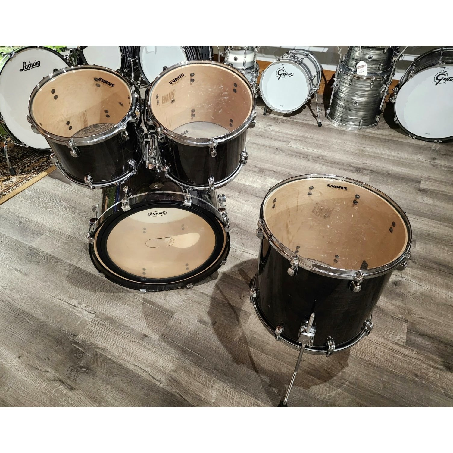 Used Tama Starclassic Performer 4pc Drum Set Transparent Black