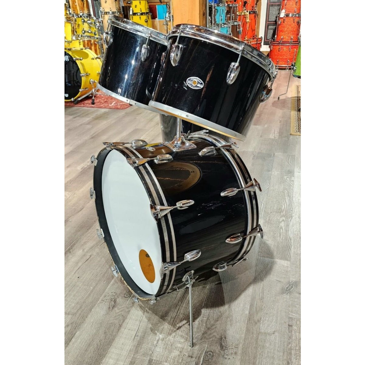 Used Vintage Slingerland 4pc Single-Headed Drum Set - Black