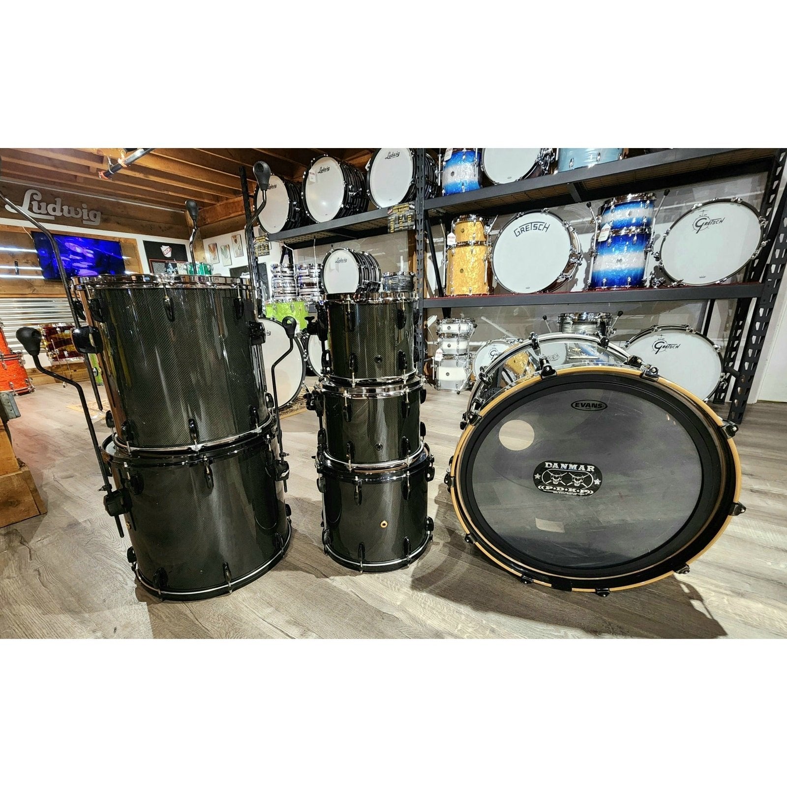 Used Pearl Masterworks 6pc Carbon Ply Drum Set