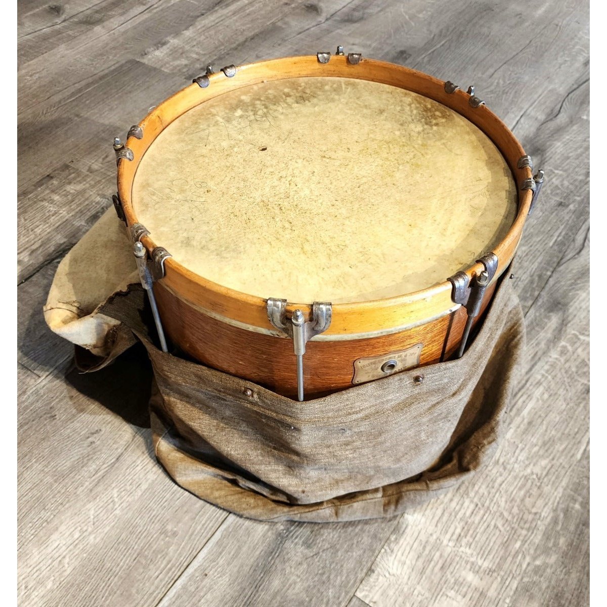 Used Vintage Joseph Rogers Jr. & Son Field Drum 14x10 w/Canvas Bag