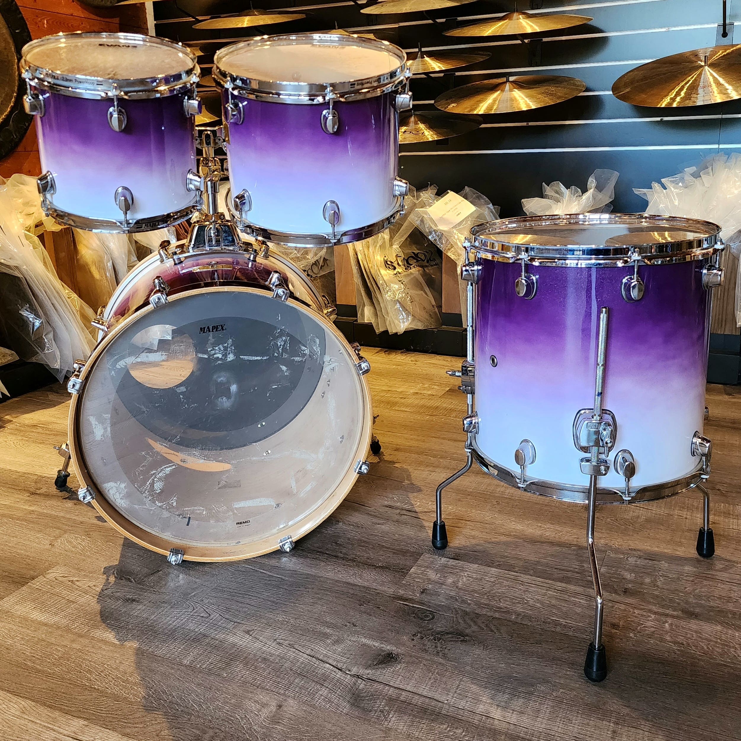 Used Mapex Pro M 4pc Drum Set Purple Ice Fade