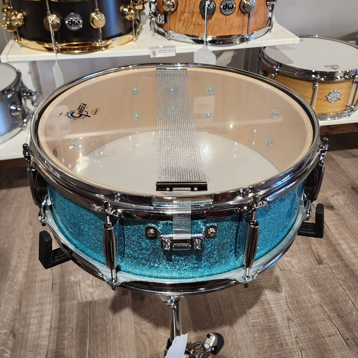 Used Gretsch Catalina Club Snare Drum 14x5 Turquoise Sparkle