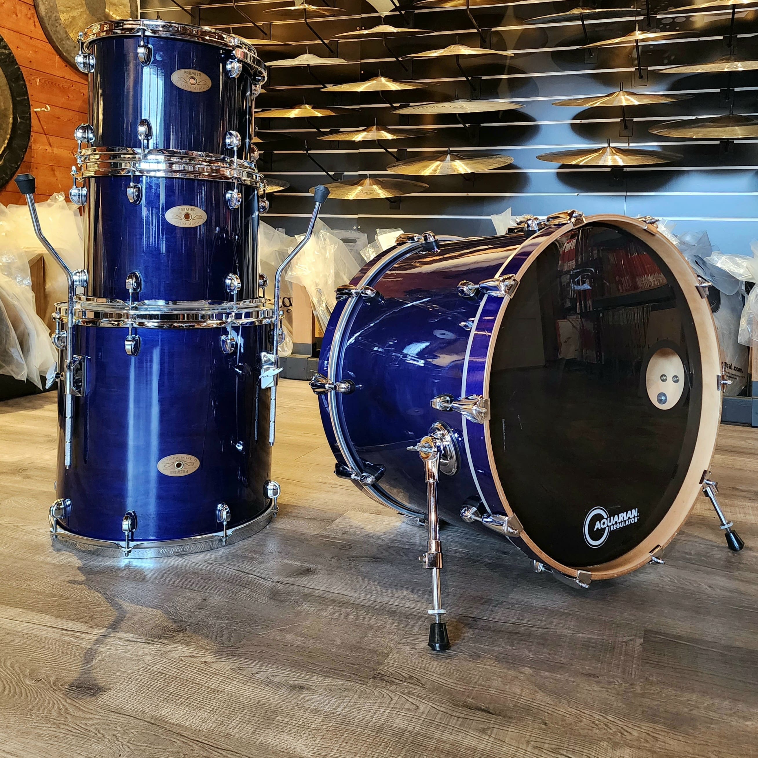 Ued Premier Artist Maple 4pc Drumset Transparent Blue Lacquer
