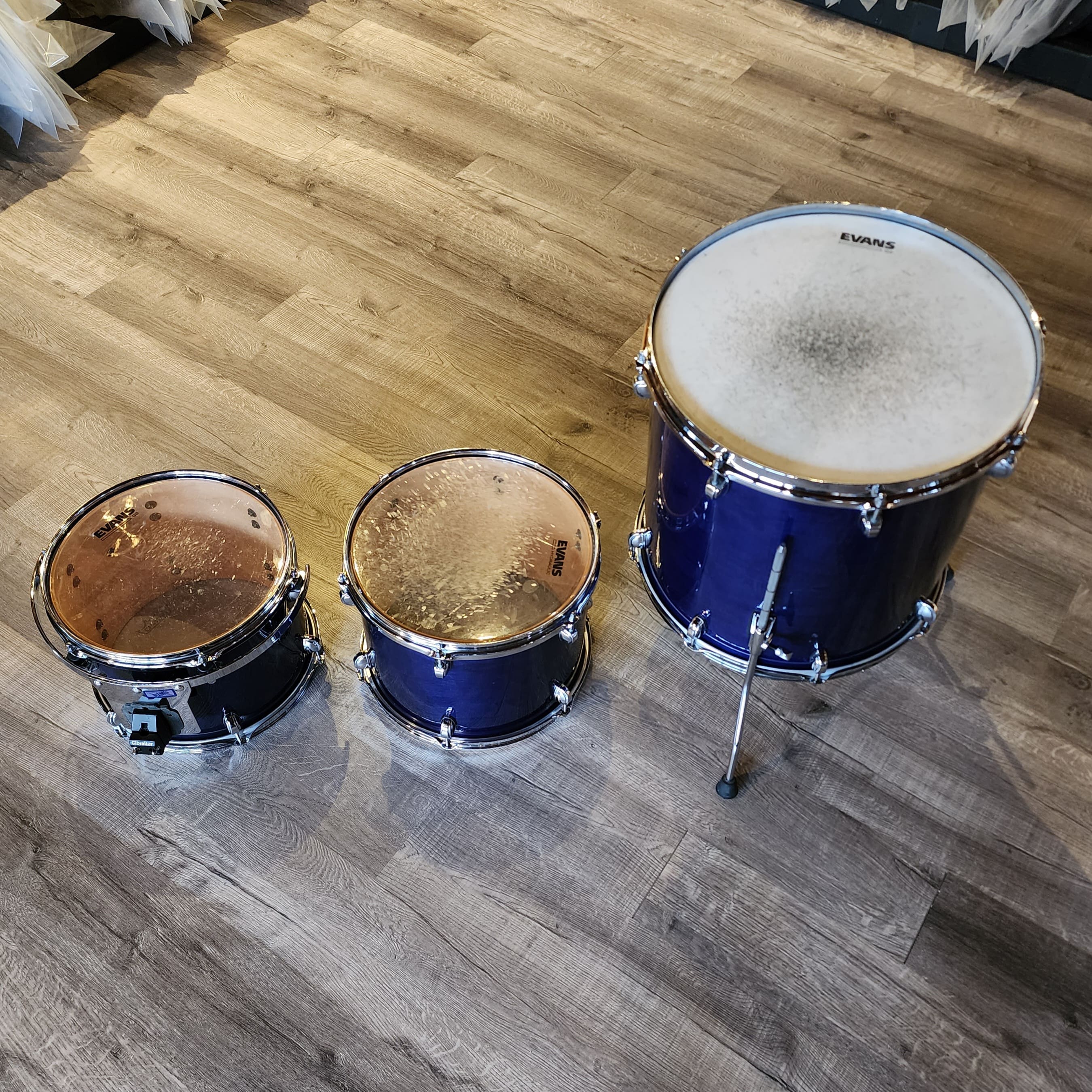 Used Premier Artist Maple 4pc Drum Set Transparent Blue Lacquer | DCP