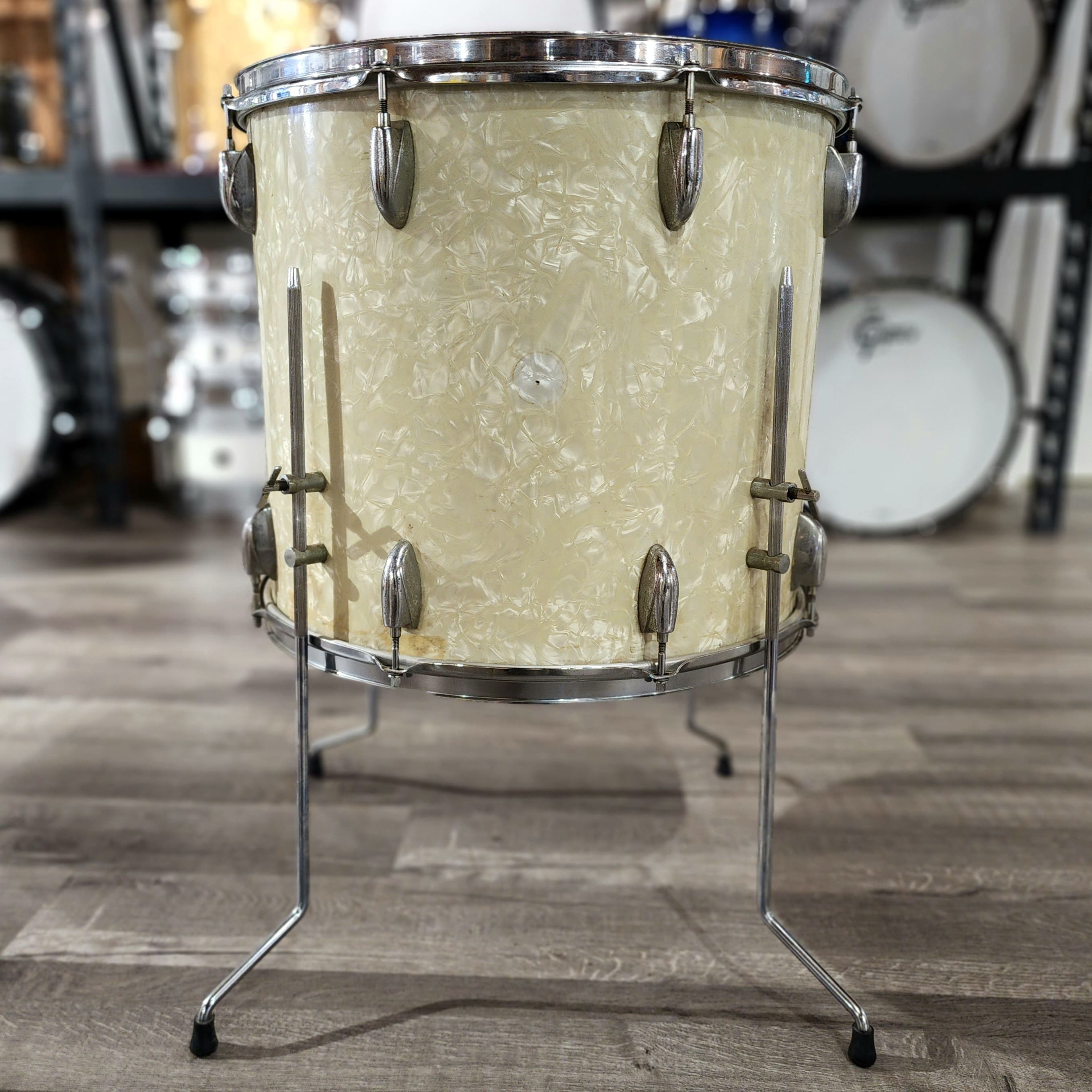 Used Vintage Gretsch Floor Tom 18x16 White Marine Pearl