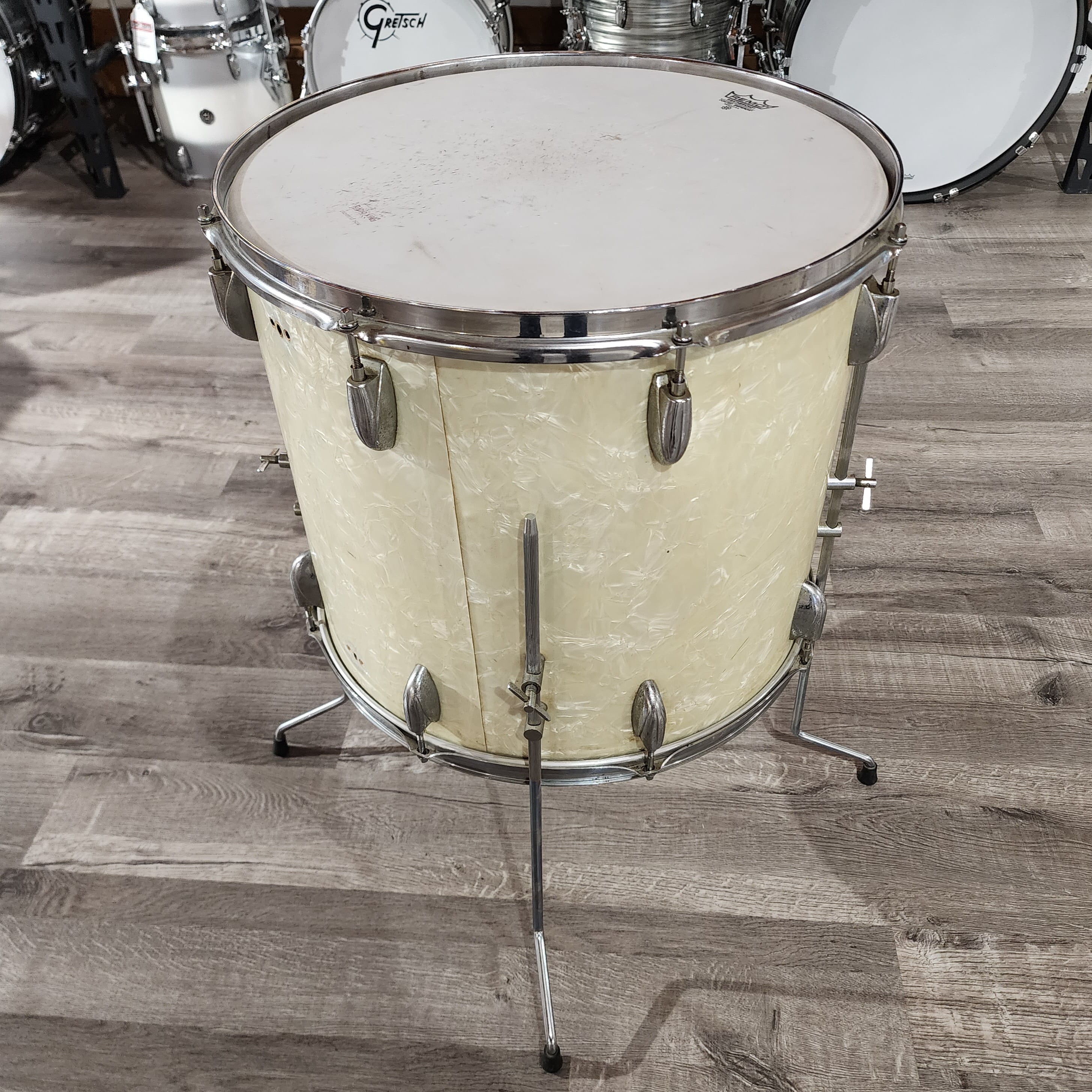 Used Vintage Gretsch Floor Tom 18x16 White Marine Pearl
