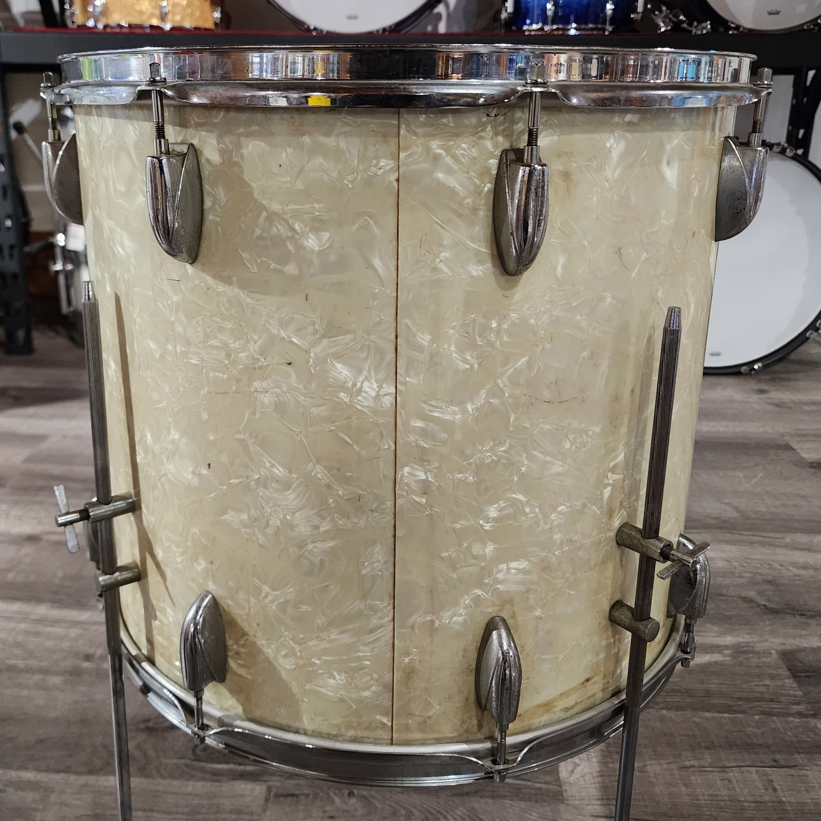 Used Vintage Gretsch Floor Tom 18x16 White Marine Pearl