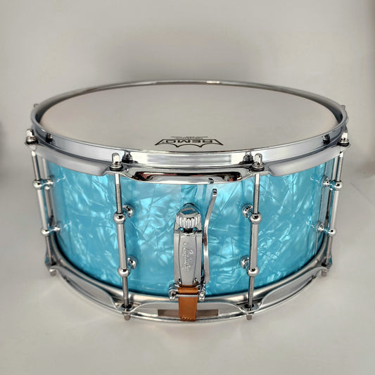 Used Ludwig Legacy Mahogany Snare Drum 14x6.5 Glacier Blue Pearl