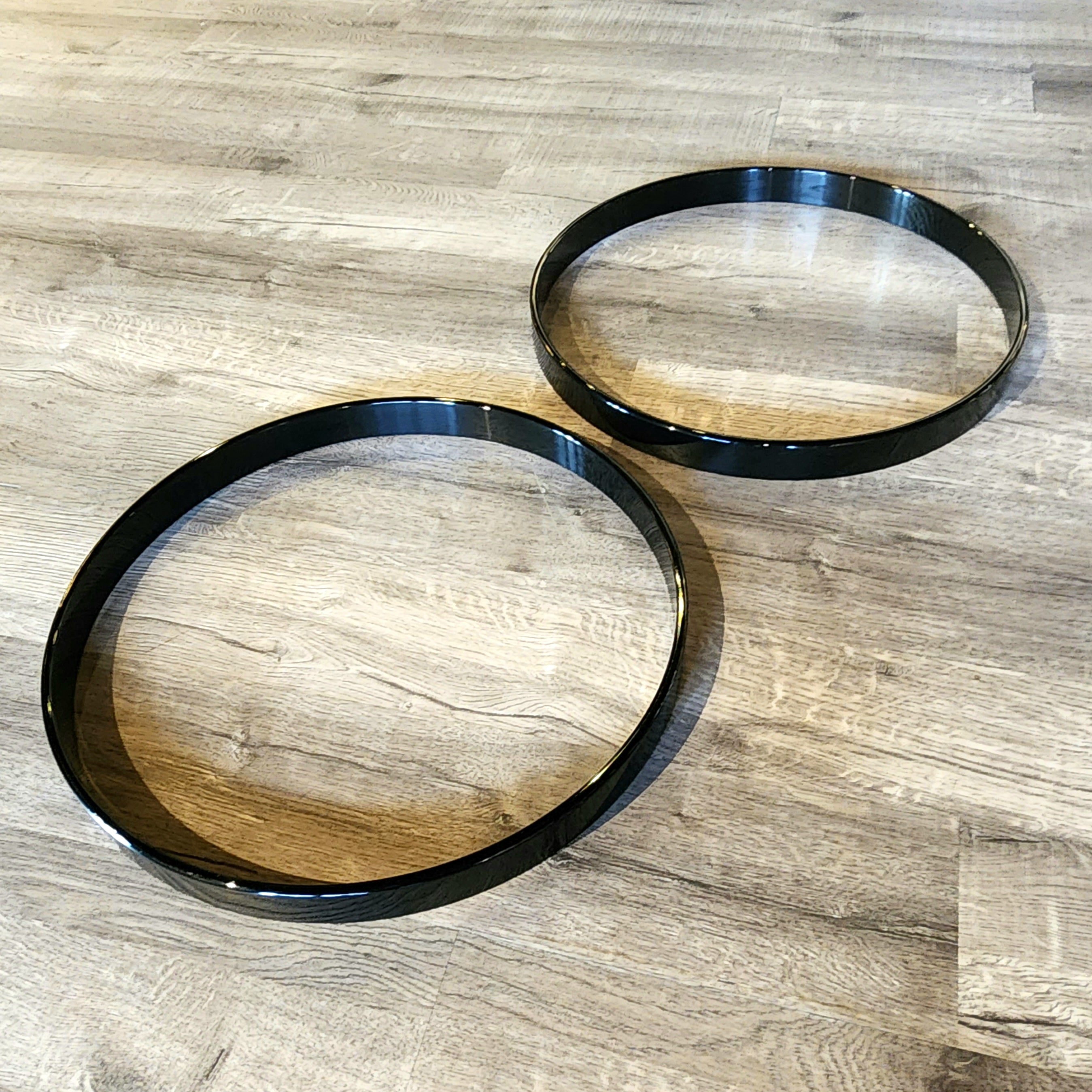 Used Pearl Wood Bass Drum Hoops 18" Pair Black Lacquer