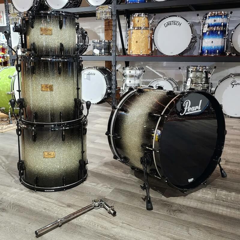 Used Pearl Masters Custom MaplemmX 4pc Drum Set Diamond Burst w/Black HW - Drum Center Of Portsmouth