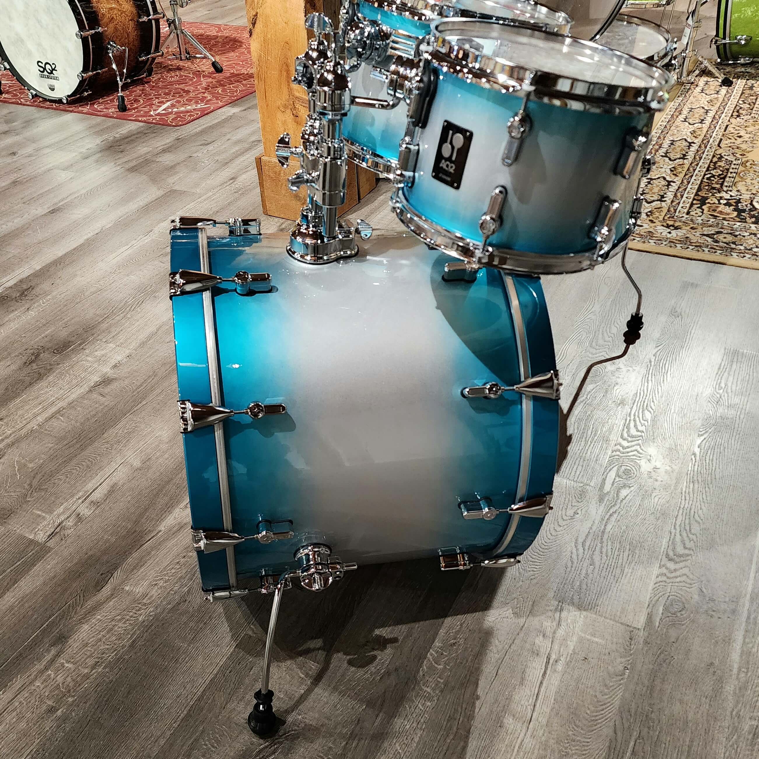 Used Sonor AQ2 Maple 5pc Stage Drum Set Aqua Silver Burst