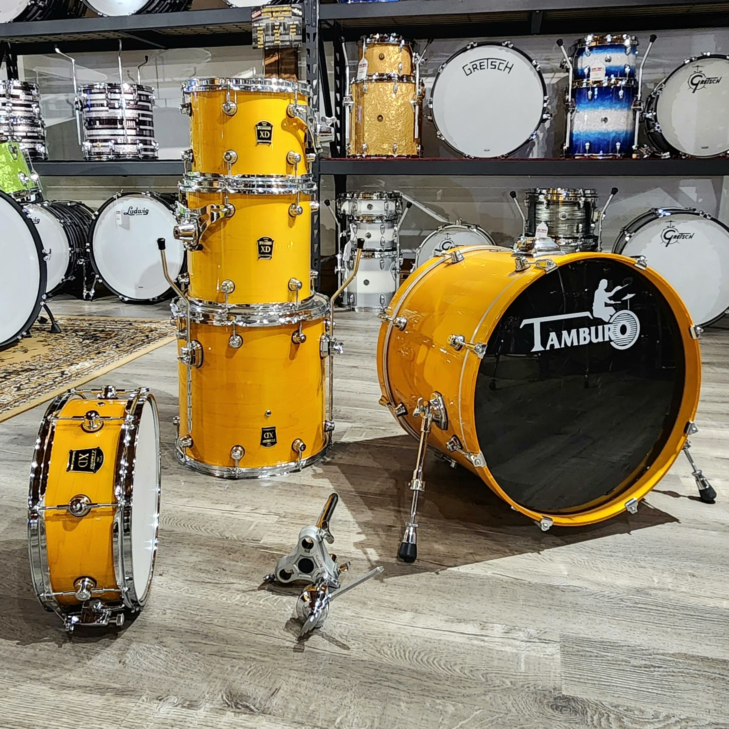 Used Tamburo XD 5pc Drum Set Transparent Yellow Gloss