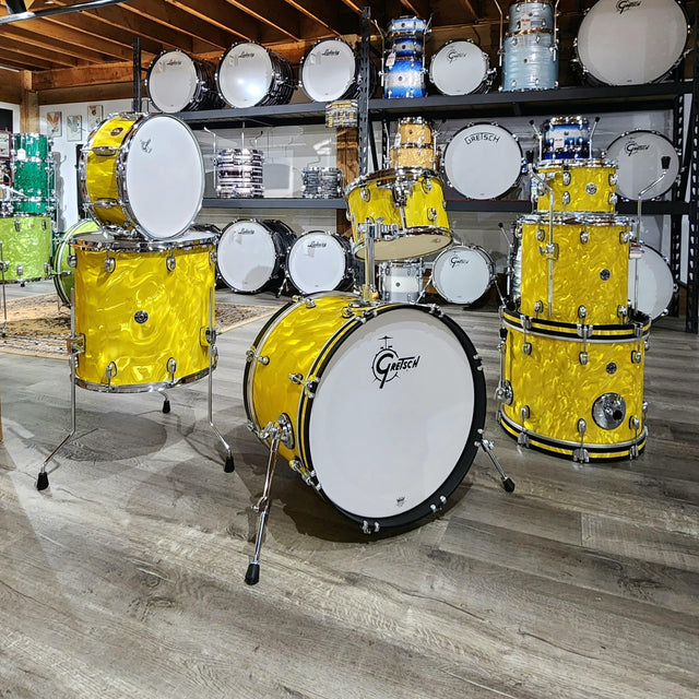 Used Gretsch Catalina Club 7pc Drum Set Yellow Satin Flame