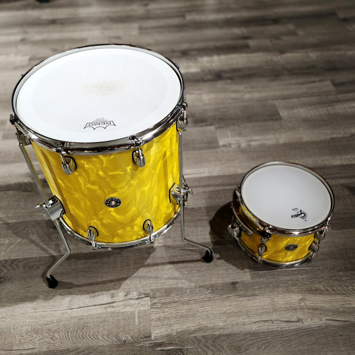 Used Gretsch Catalina Club 7pc Drum Set Yellow Satin Flame