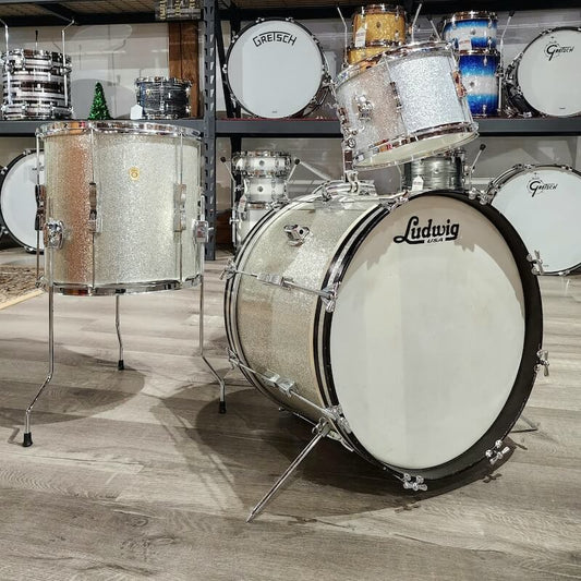 Vintage Ludwig '60s Club Date Drum Set Silver Sparkle - Drum Center Of Portsmouth