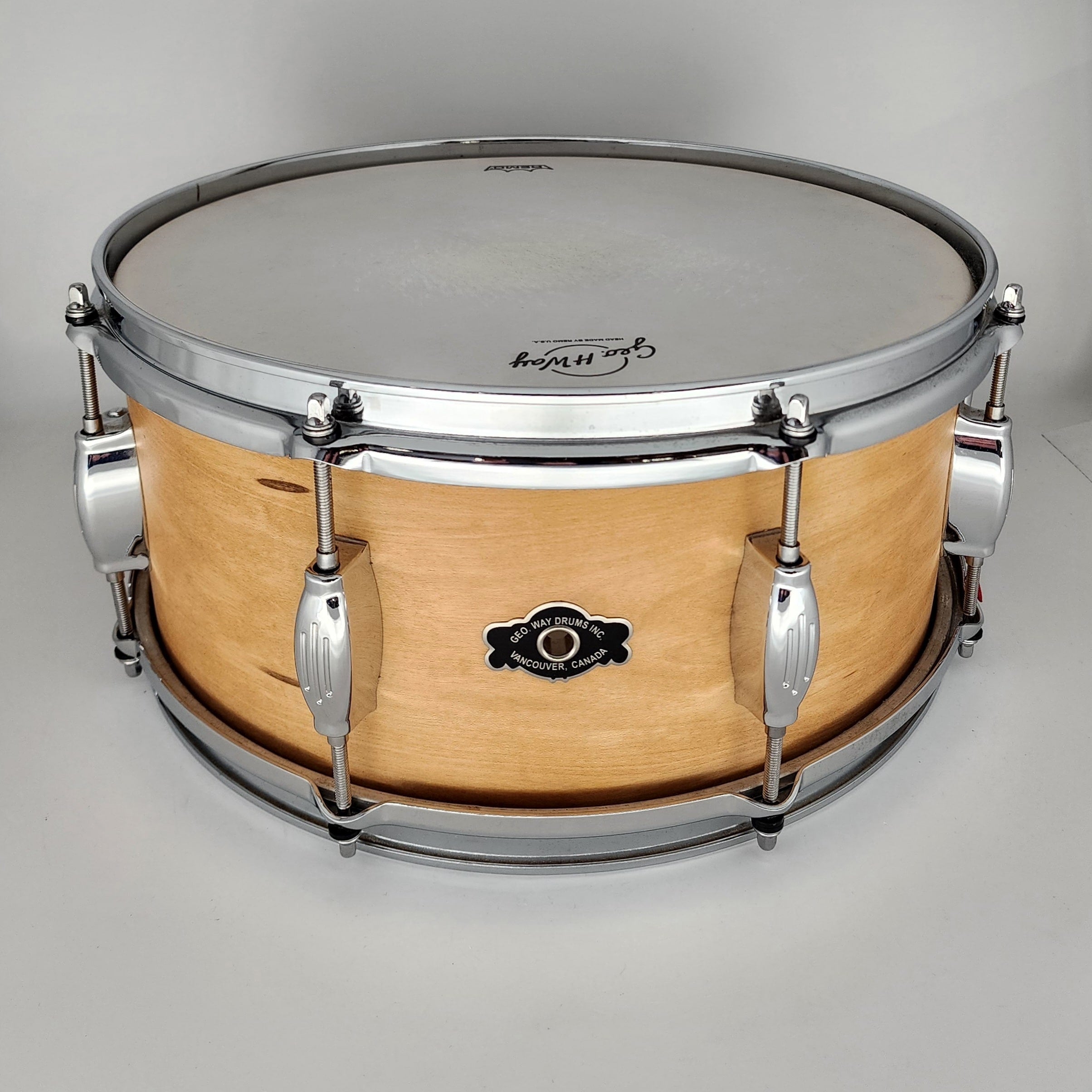 Used George Way Advance Solid Ply Maple Snare Drum 14x6.5 Natural Satin