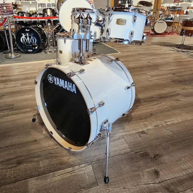 Used Yamaha Stage Custom Birch 5pc Drum Set Pure White - Drum Center Of Portsmouth