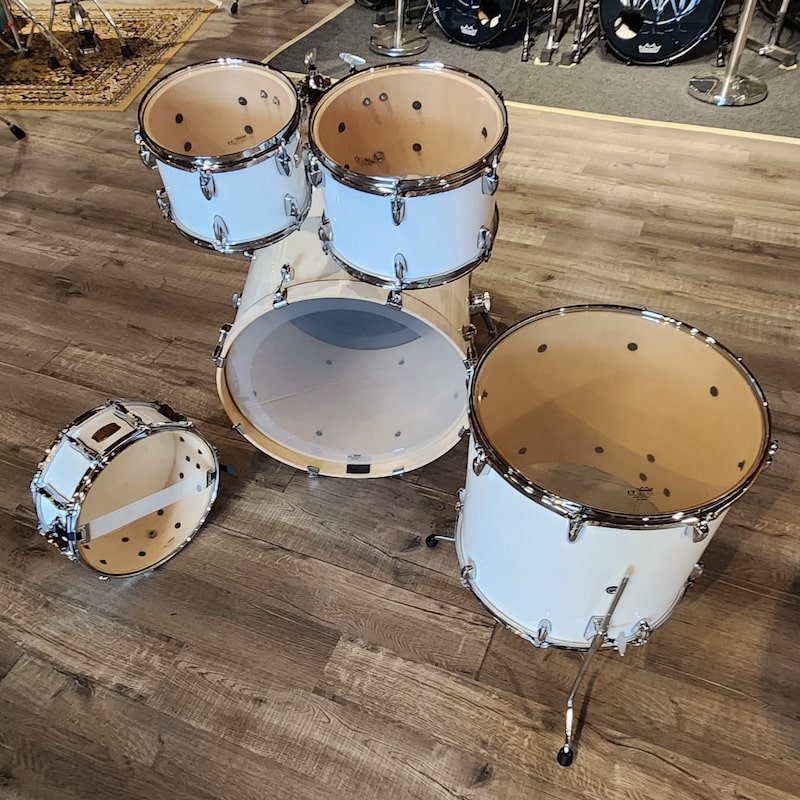 Used Yamaha Stage Custom Birch 5pc Drum Set Pure White - Drum Center Of Portsmouth