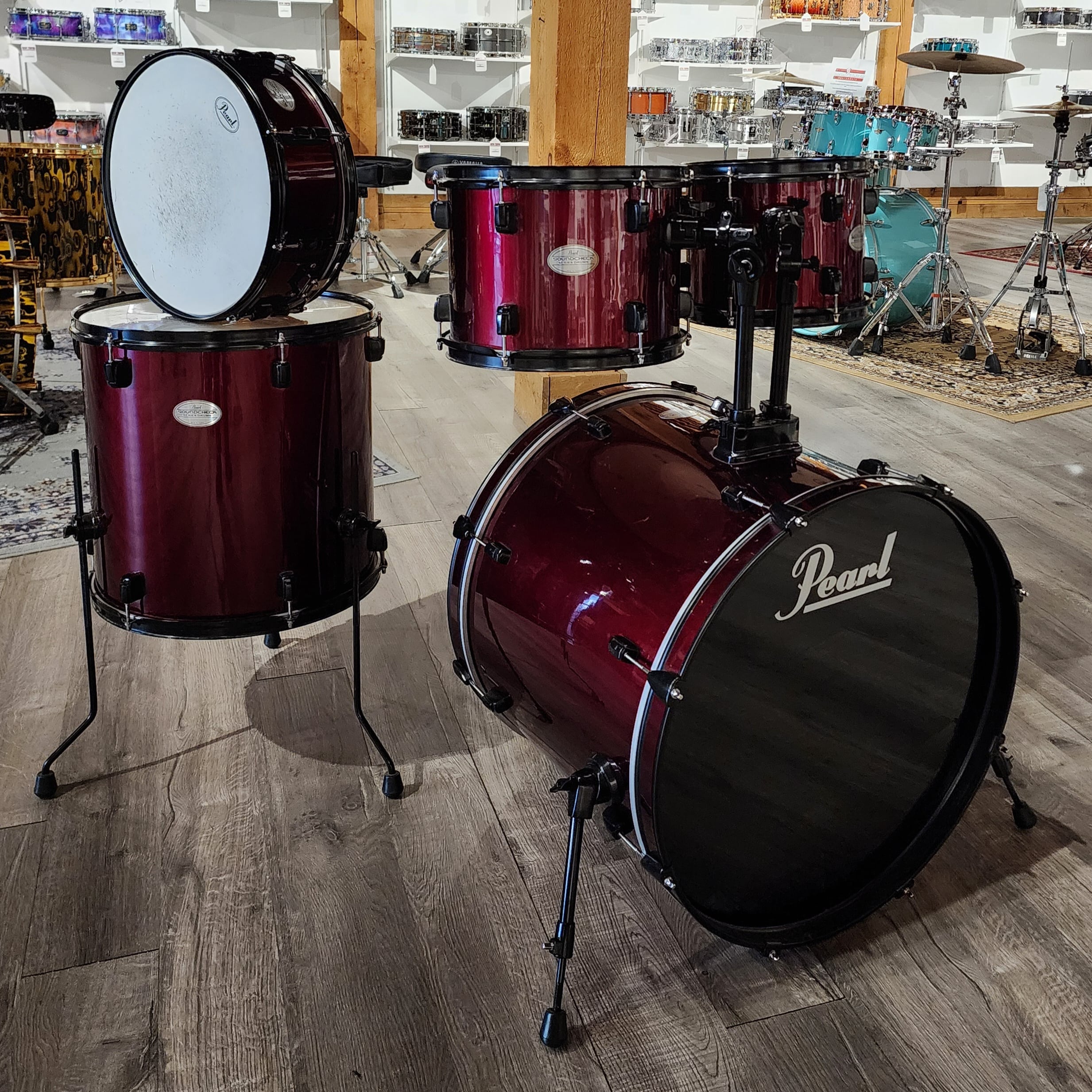 Used Pearl Soundcheck 5pc Drumset Wine Red