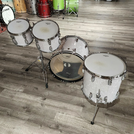 Used Ludwig Classic Maple 4pc Drum Set White Marine Pearl - Drum Center Of Portsmouth
