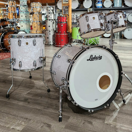 Used Ludwig Classic Maple 4pc Drum Set White Marine Pearl - Drum Center Of Portsmouth