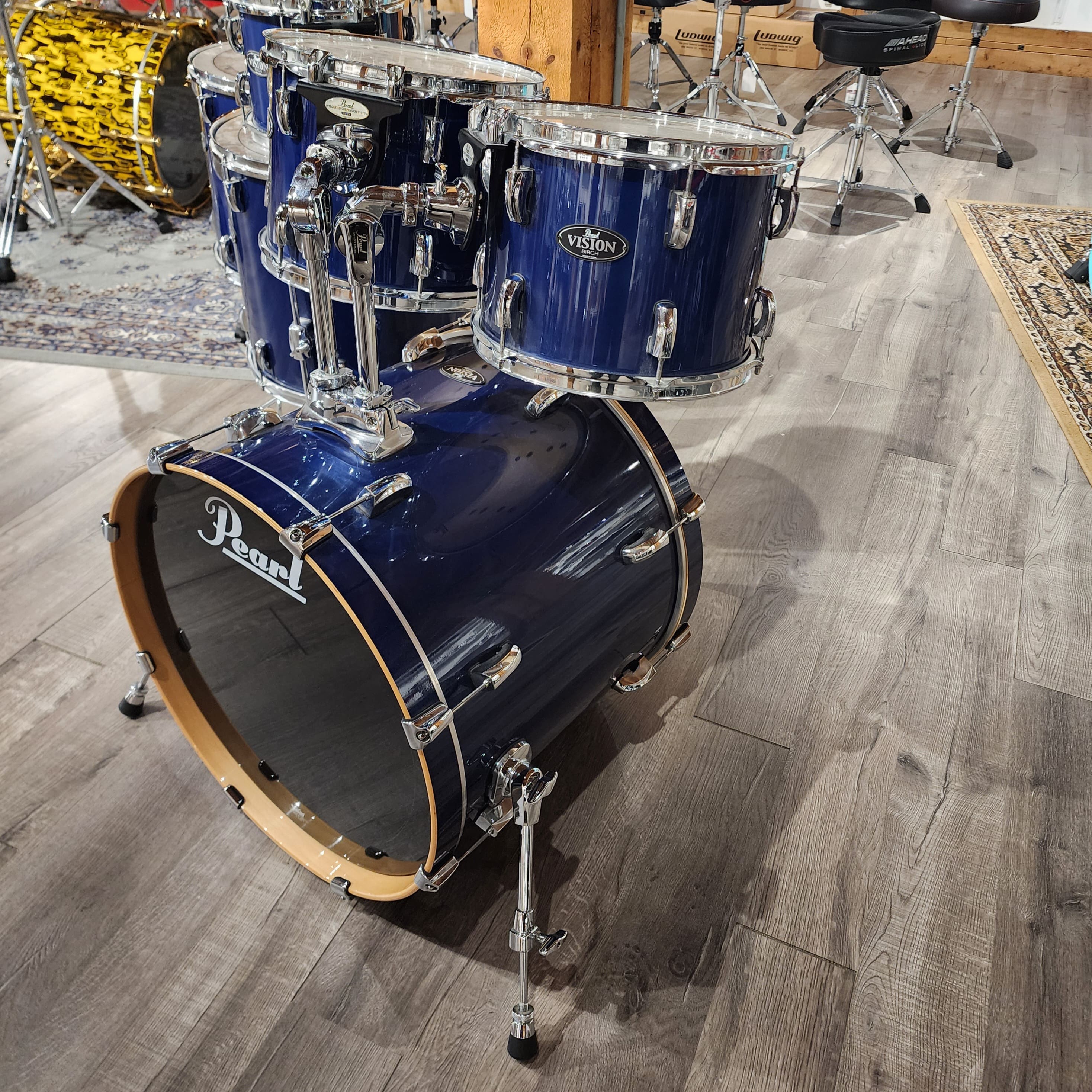Used Pearl Vision Birch 6pc Drum Set Blue - Drum Center Of Portsmouth