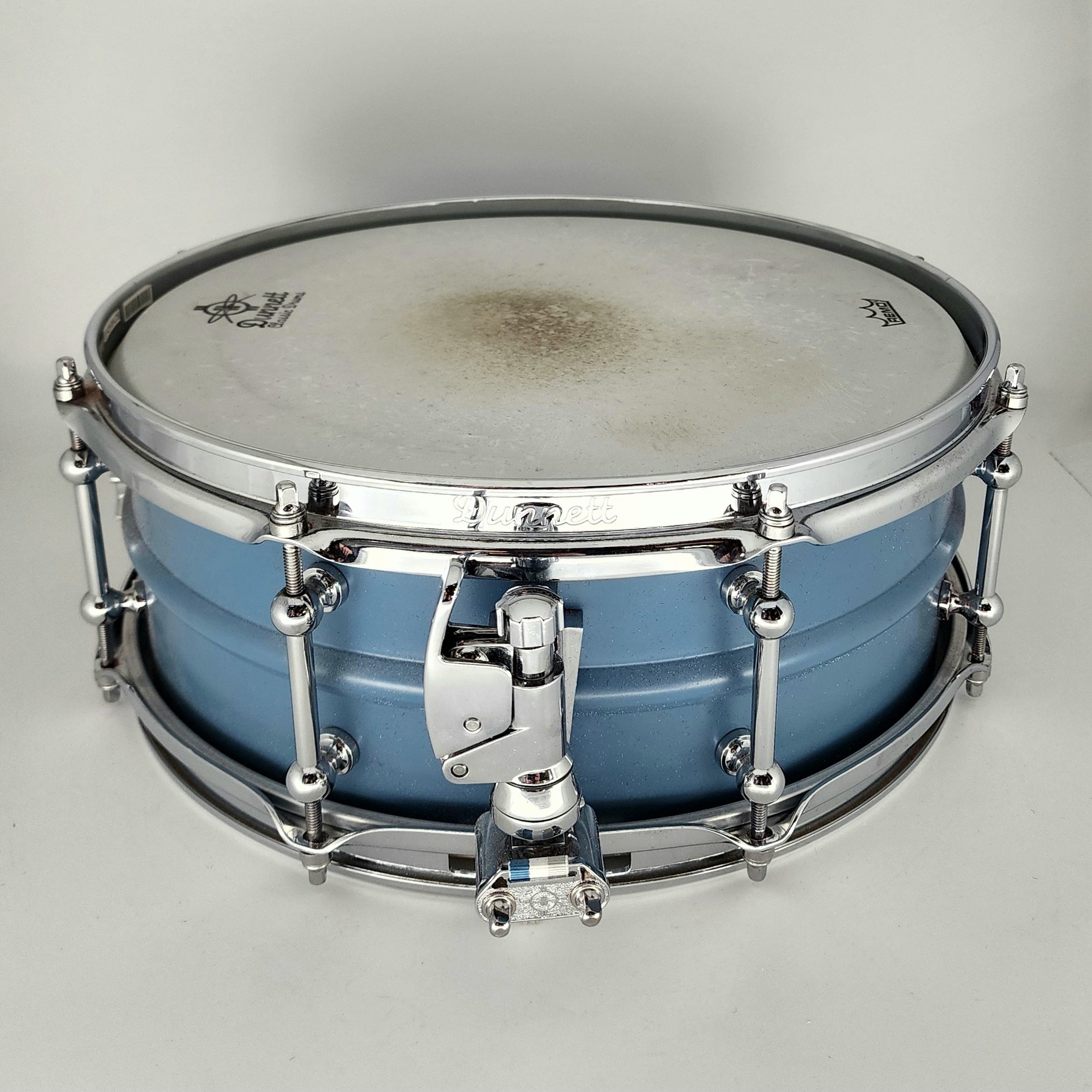 Used Dunnett 2N Aluminum Powdercoat Blue Snare Drum 14x5.5 - Drum Center Of Portsmouth