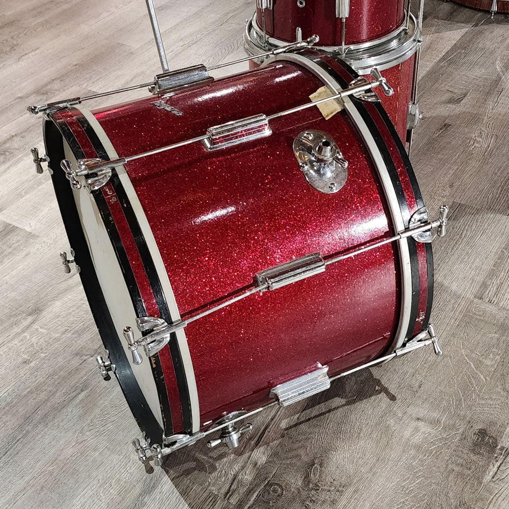 Vintage Rogers '60s Tower Drumset 2pc Red Sparkle + MIJ Floor Tom - Drum Center Of Portsmouth