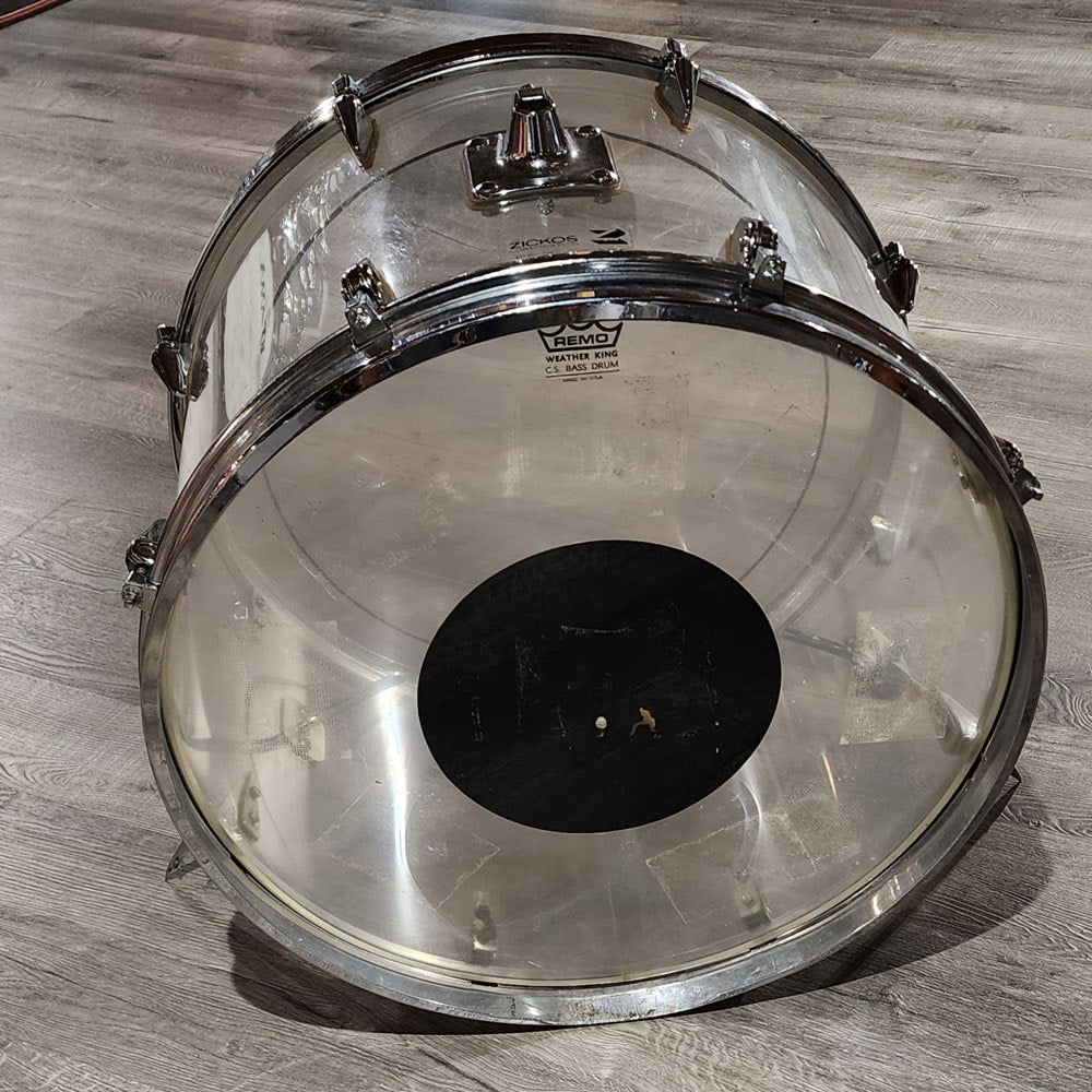 Used Vintage Zickos Clear Acrylic Bass Drum 22x14 - Drum Center Of Portsmouth