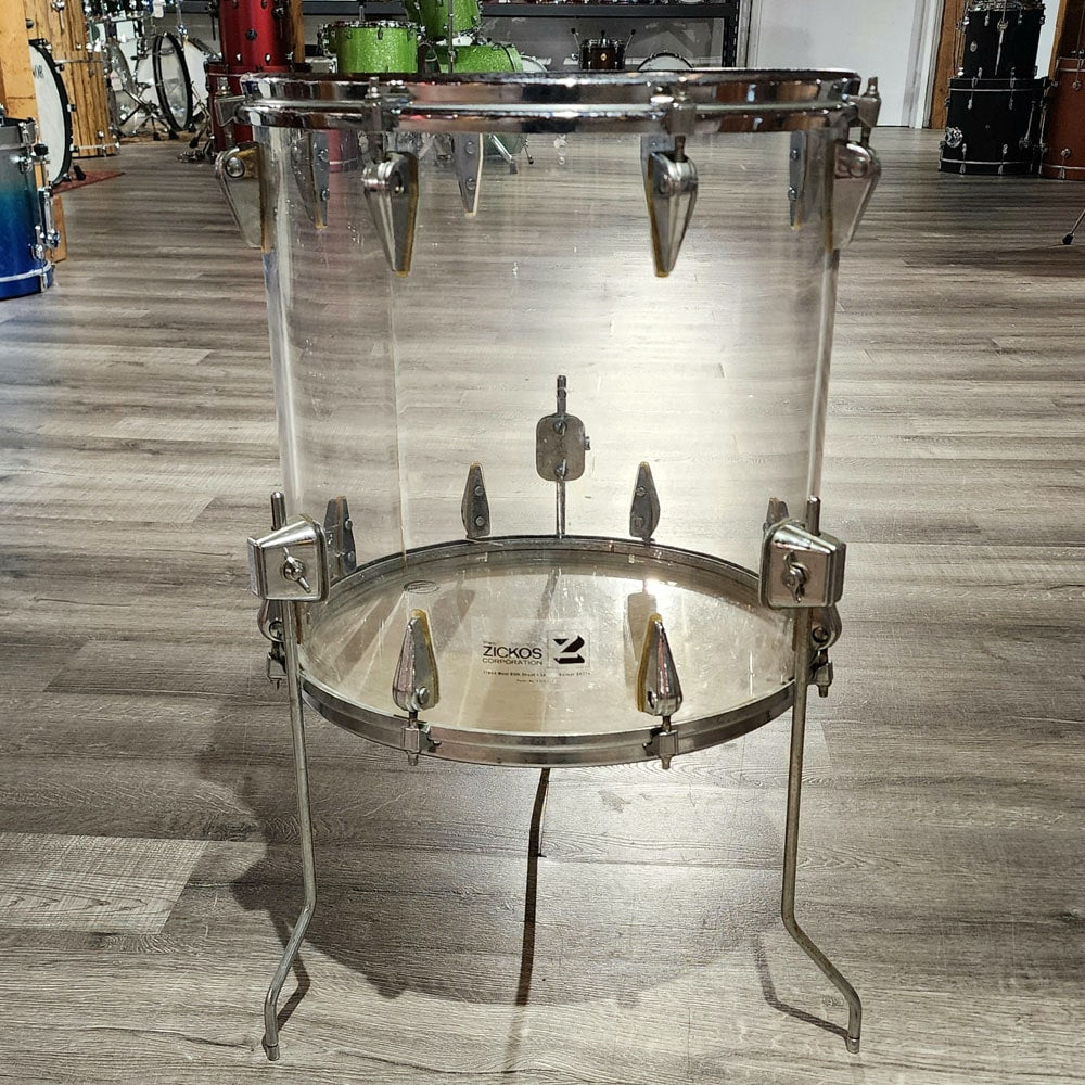 Used Vintage Zickos Clear Acrylic Floor Tom 16x16 - Drum Center Of Portsmouth
