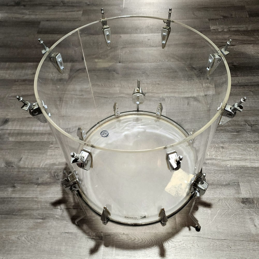 Used Vintage Zickos Clear Acrylic Floor Tom 18x18