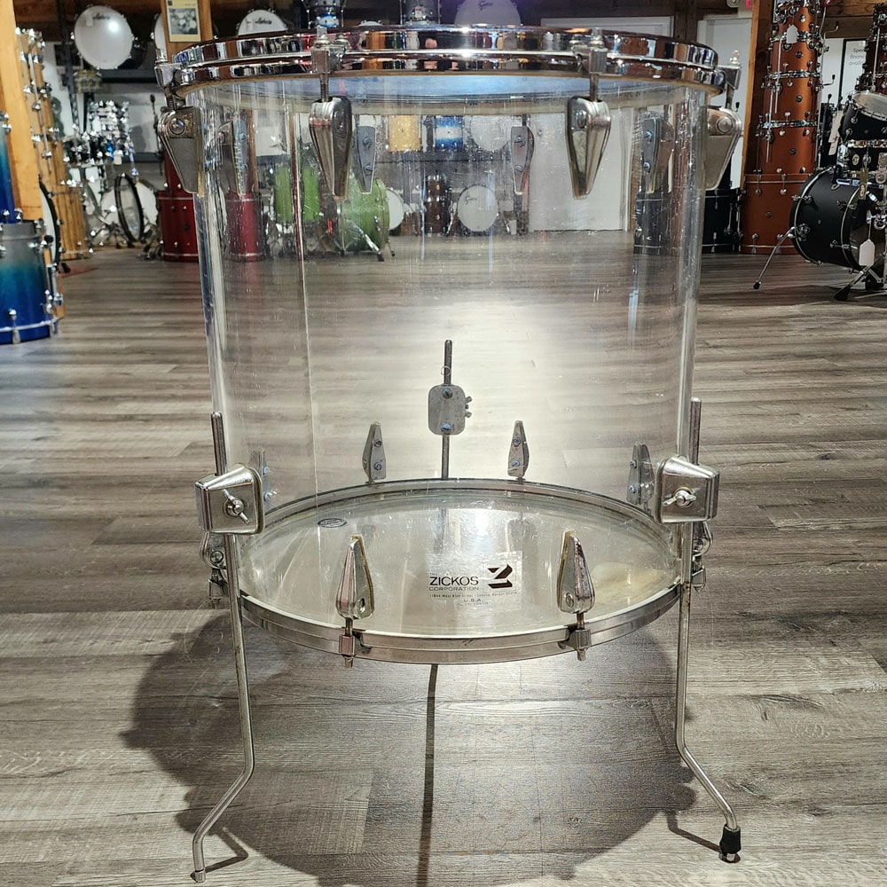 Used Vintage Zickos Clear Acrylic Floor Tom 18x18 - Drum Center Of Portsmouth