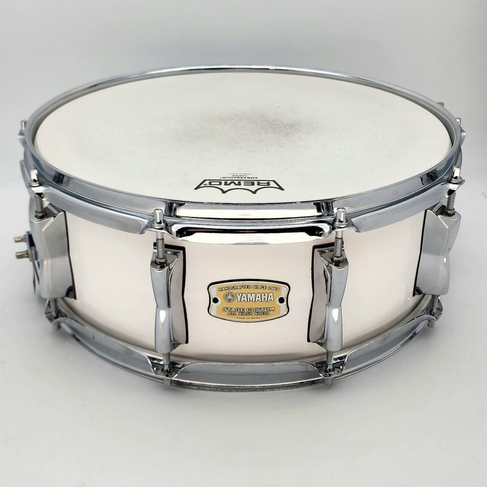 Used Yamaha Stage Custom Snare Drum 14x5.5 Pure White - Drum Center Of Portsmouth