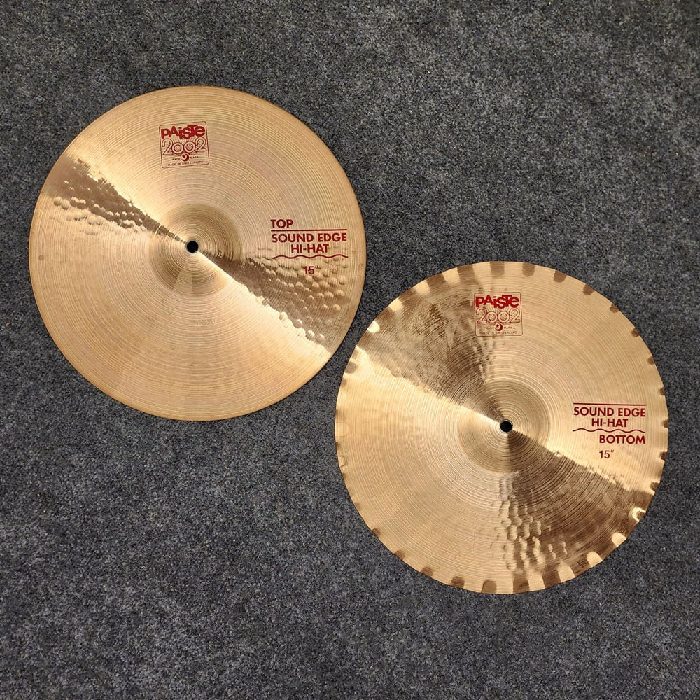 Used Paiste 2002 Sound Edge Hi Hat Cymbals 15" - Drum Center Of Portsmouth