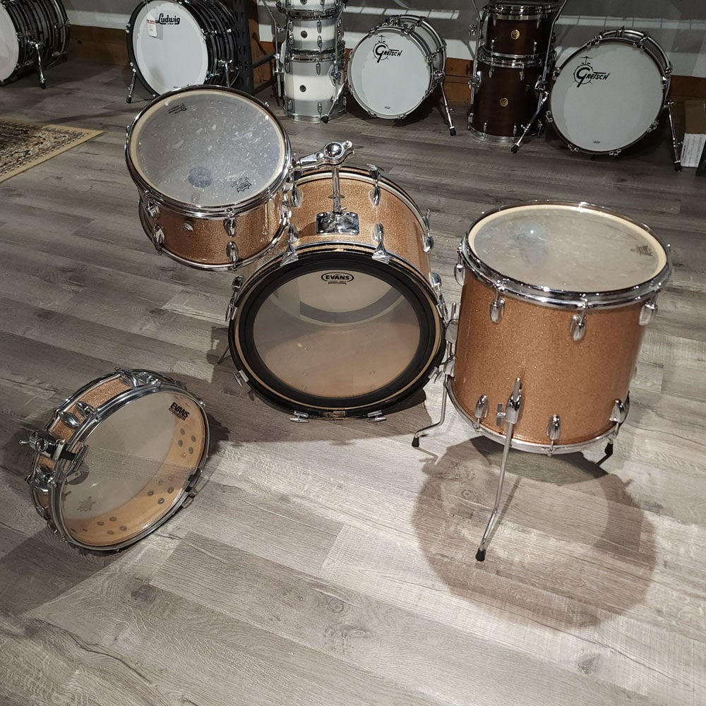Used Vintage Slingerland 4pc Drum Set Champagne Sparkle Mid-60s w/Piccolo Snare - Drum Center Of Portsmouth