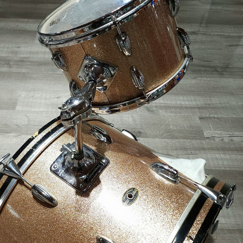 Used Vintage Slingerland 4pc Drum Set Champagne Sparkle Mid-60s w/Piccolo Snare - Drum Center Of Portsmouth