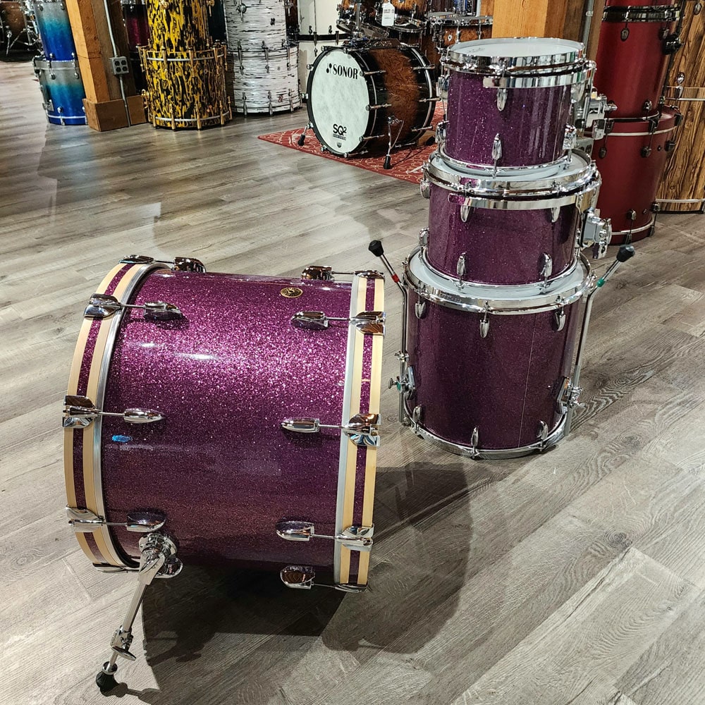 Used Gretsch Broadkaster 4pc Drum Set Purple Glass w/Extra Hoops - Drum Center Of Portsmouth