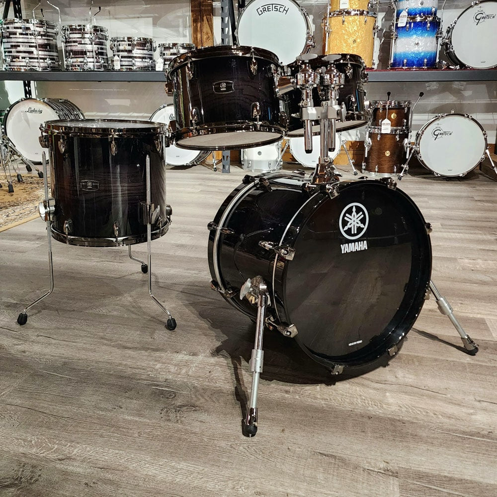 Used Yamaha Live Custom Oak 4pc Drum Set Black Shadow Sunburst - Drum Center Of Portsmouth