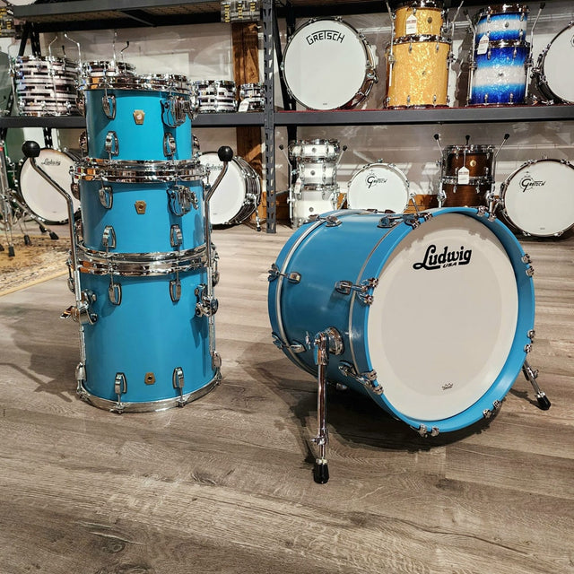 Used Ludwig Classic Maple 4pc Drum Set Heritage Blue - Drum Center Of Portsmouth