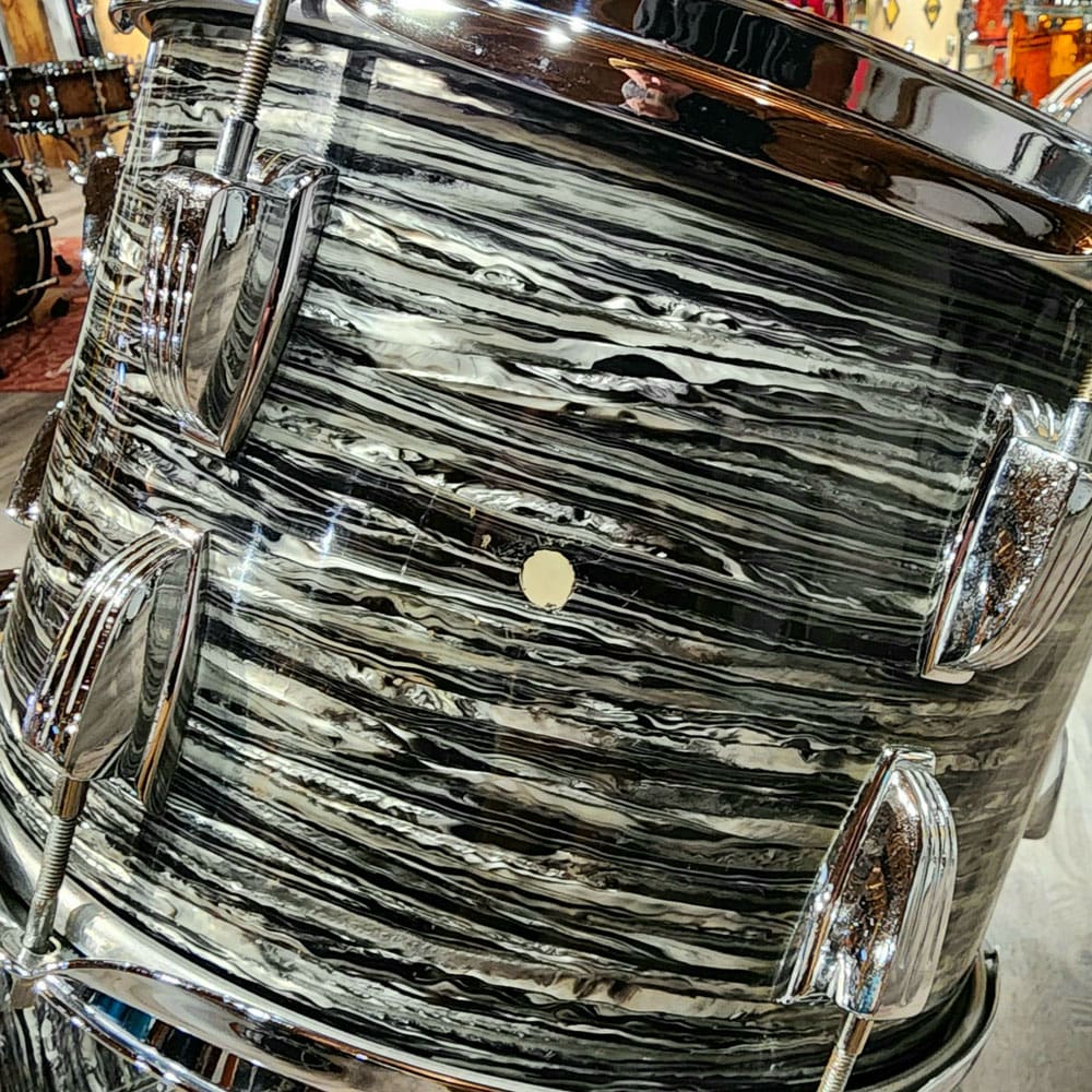 Used Vintage 1960s Ludwig 3pc Drum Set Black Oyster w/Fiber Cases - Drum Center Of Portsmouth