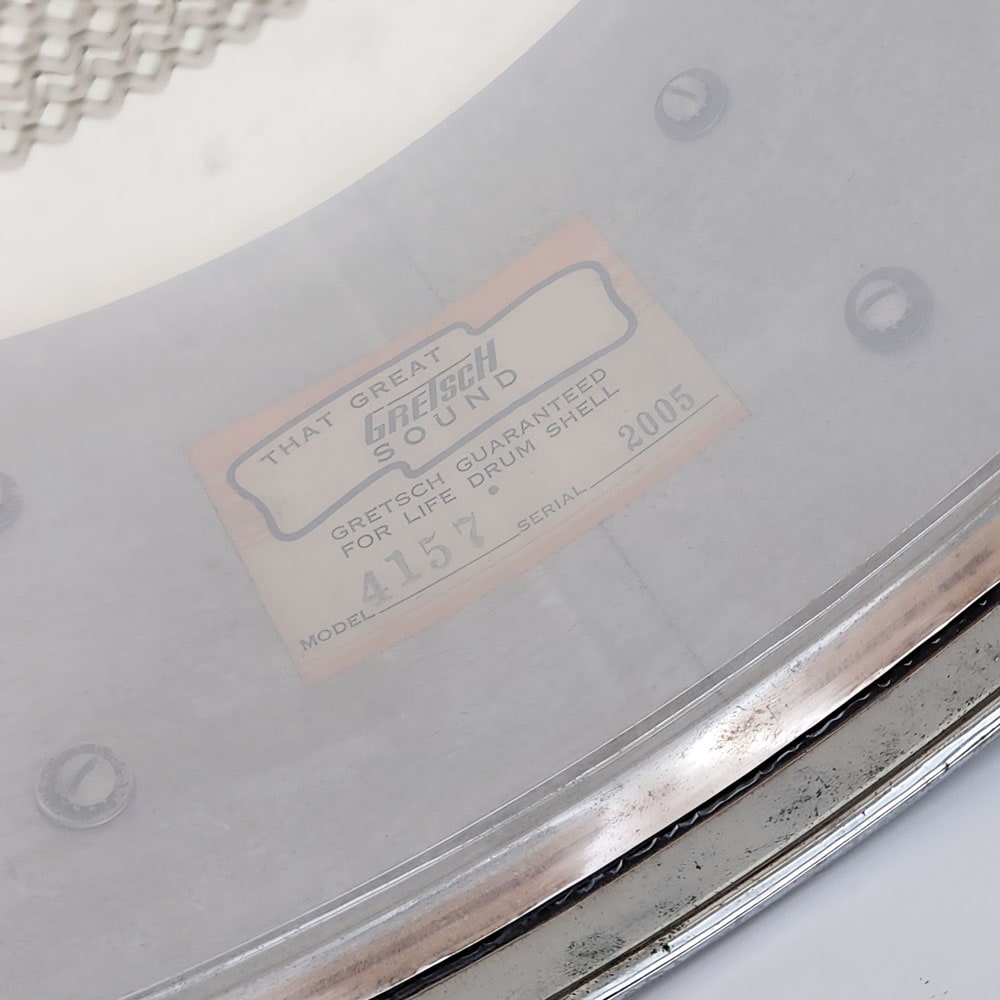 Used Vintage Gretsch Round Badge '60s Snare Drum 14x5.5 White Marine Pearl - Drum Center Of Portsmouth