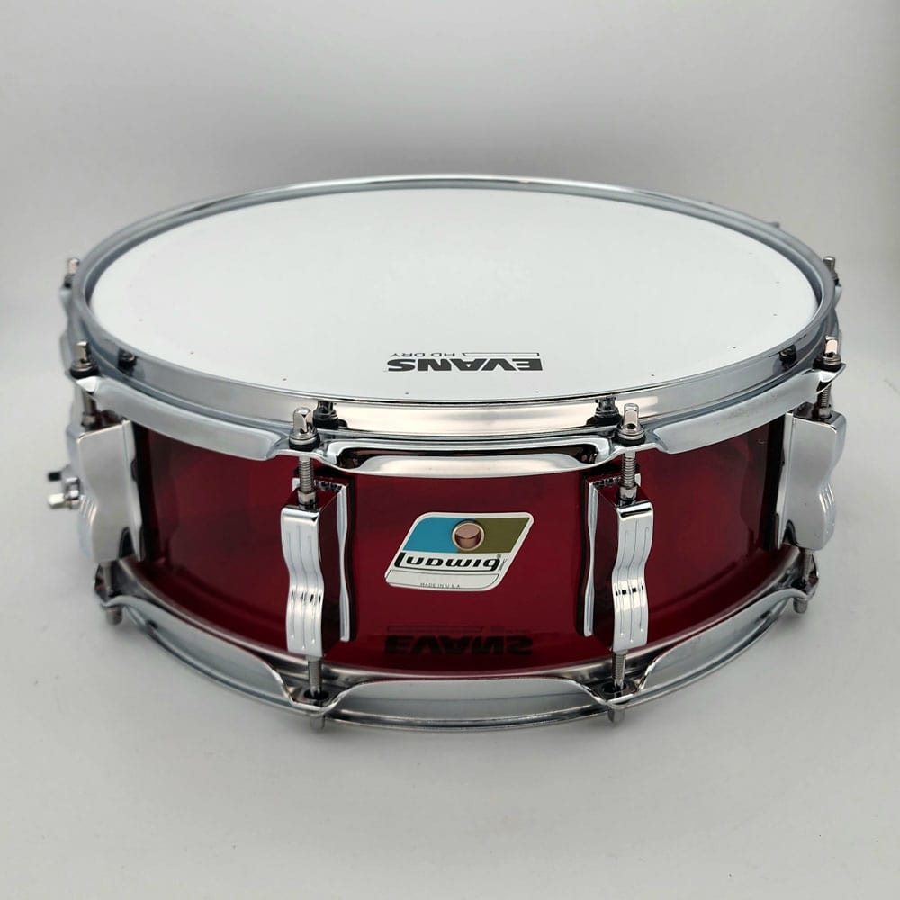 Used Ludwig Vistalite Snare Drum 14x5 Red - Very Good - Drum Center Of Portsmouth