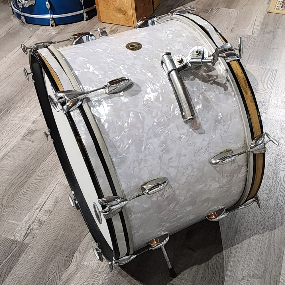 Used Vintage Gretsch Round Badge '60s 2pc Drum Set White Marine Pearl - Drum Center Of Portsmouth