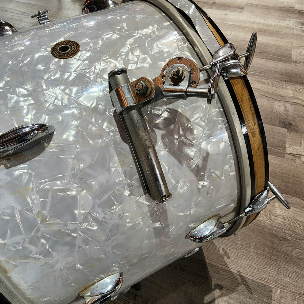 Used Vintage Gretsch Round Badge '60s 2pc Drum Set White Marine Pearl - Drum Center Of Portsmouth