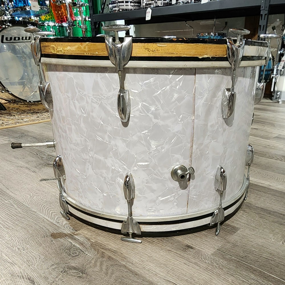 Used Vintage Gretsch Round Badge '60s 2pc Drum Set White Marine Pearl - Drum Center Of Portsmouth